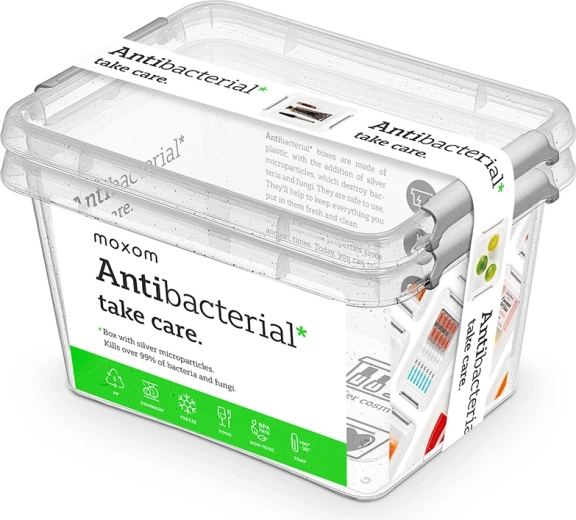 Moxom Antibacterial set 2 bucăți recipiente alimentare transparente 2 l