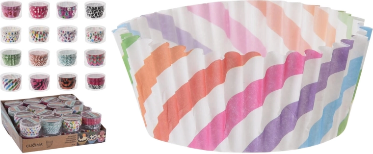 Coșulețe de patiserie din hârtie 5 × 3,5 cm, mix de culori și modele (60 buc.)