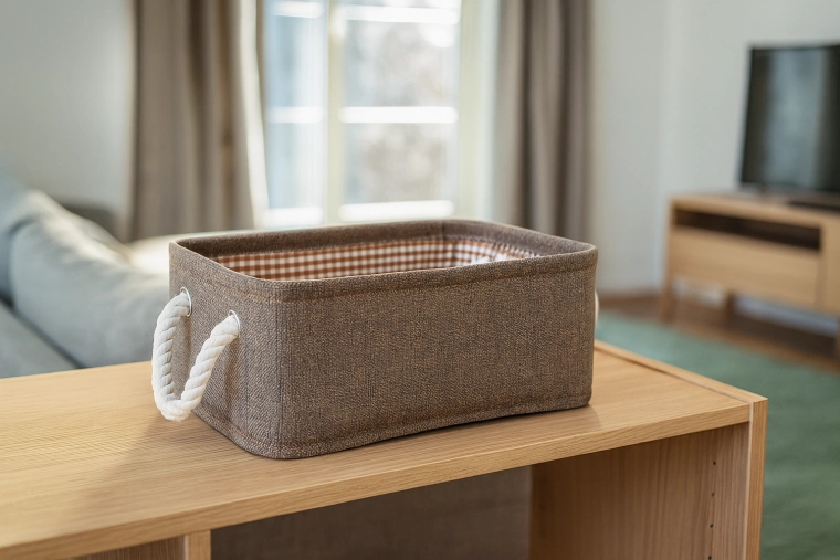 Coș textil de depozitare cu mânere din frânghie 26 × 36 × 16 cm maro