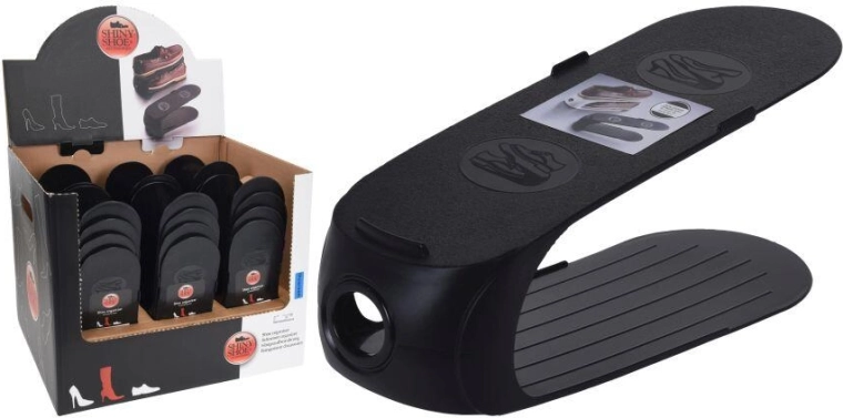 Organizator de încălțăminte din plastic cu suprafață antiderapantă, negru