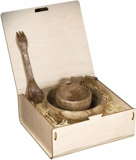 Set cadou KUPILKA Premium S Brown – cană 21, bol 55 și spork 205