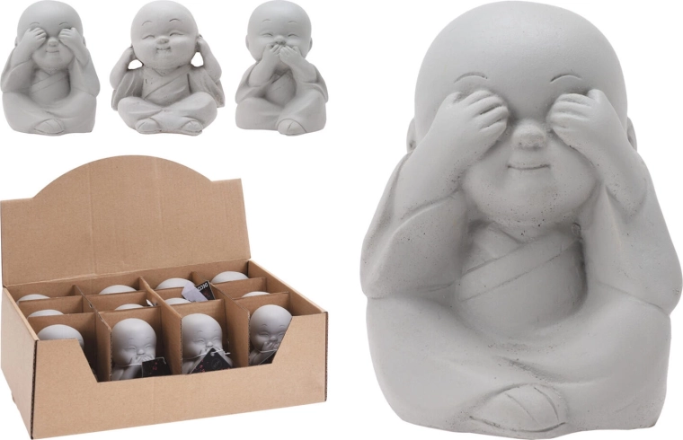 Figurină decorativă Buddha din ciment 7,5 × 7 × 8 cm – mix 3 motive