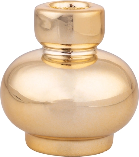 Suport de lumânare din porțelan auriu 7,5 × 7,5 × 8 cm