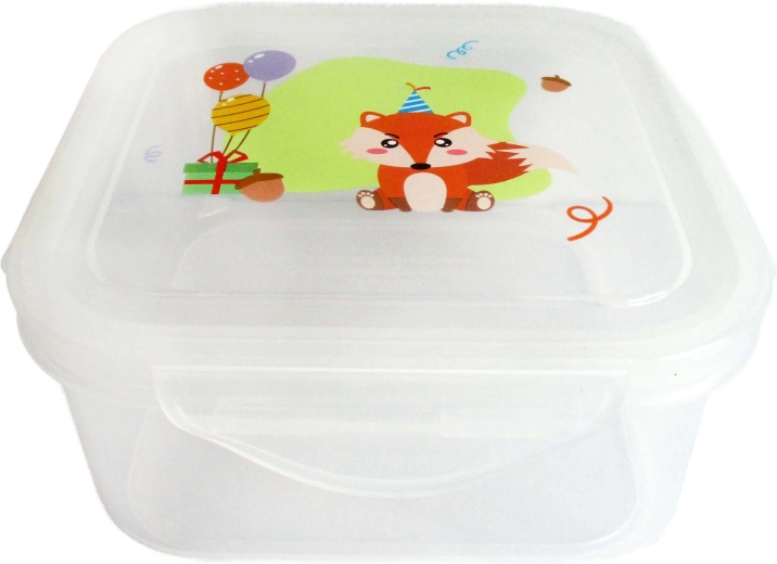 Caserolă din plastic pentru alimente, cu motiv vulpe, 760 ml