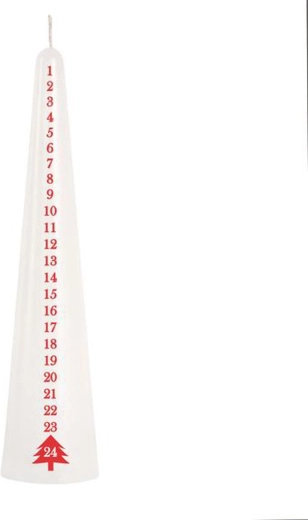 Lumânare advent conică albă 25 cm