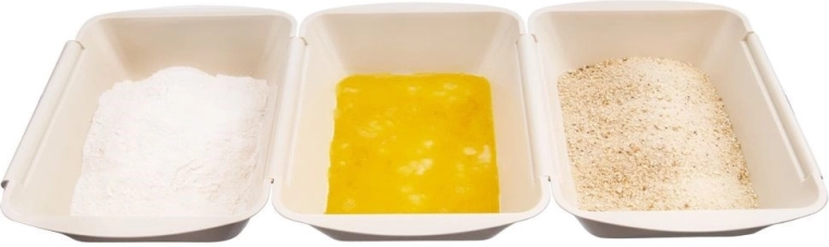 Mărimea potrivită pentru făină, ouă și pesmet