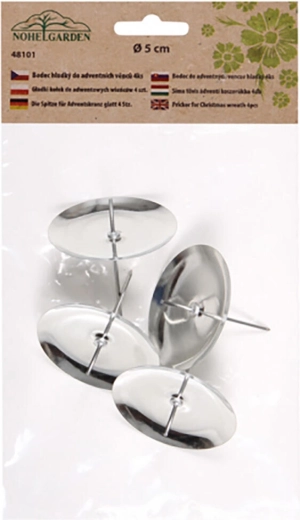 Suport înfipt pentru lumânare 50 mm argintiu, set 4 buc