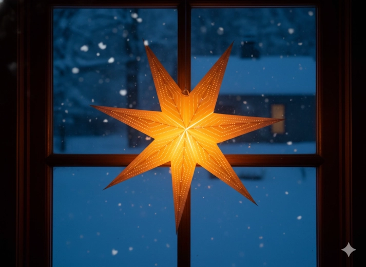 Stea de Crăciun din hârtie 60 cm aurie