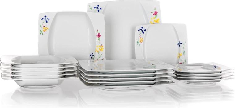 Set de masă pătrată din porțelan EYE, 18 piese