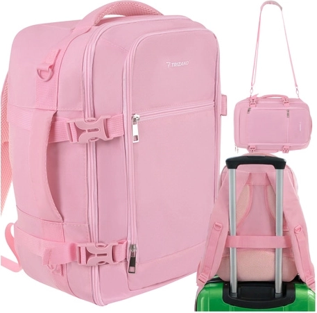 Rucsac de cabină pentru călătorie 40 × 25 × 20 cm roz TRIZAND 2în1