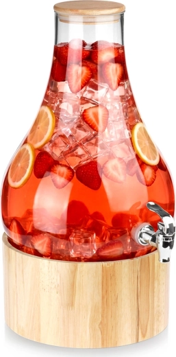 Dozator de băuturi din sticlă cu robinet și suport 6,5 l