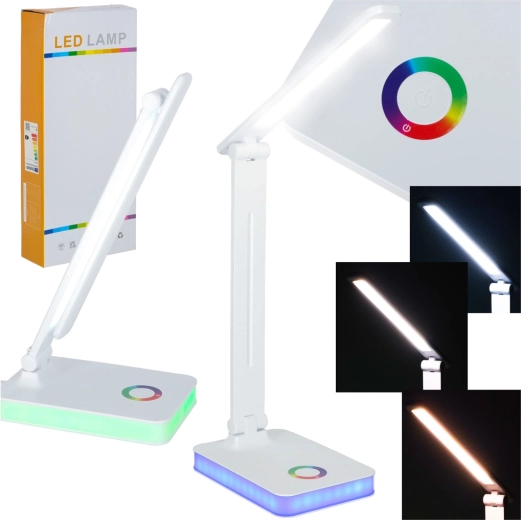 Lampă de birou LED pliabilă cu control tactil și iluminare RGB, USB