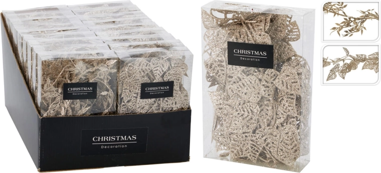 Ghirlandă decorativă cu frunze 180 cm auriu