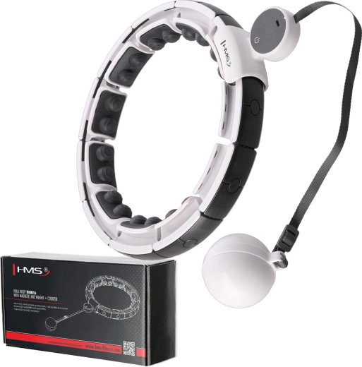 Hula hoop de masaj cu greutate, magneți și contor HMS HHM16 alb