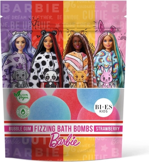 BARBIE bile efervescente pentru baie gumă de mestecat și căpșună 6×55 g