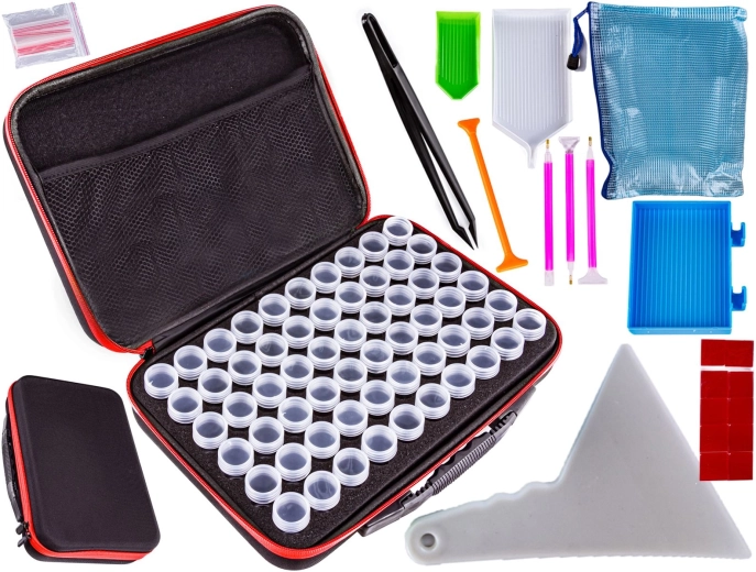 Set de accesorii pentru diamond painting – husă cu 60 de recipiente