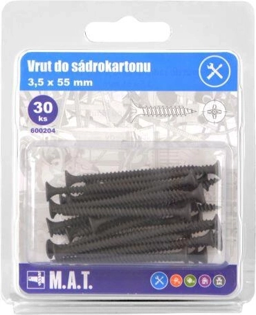 Şurub pentru gips-carton 3,5 × 55 mm cu filet fin, fosfatat (30 buc.)