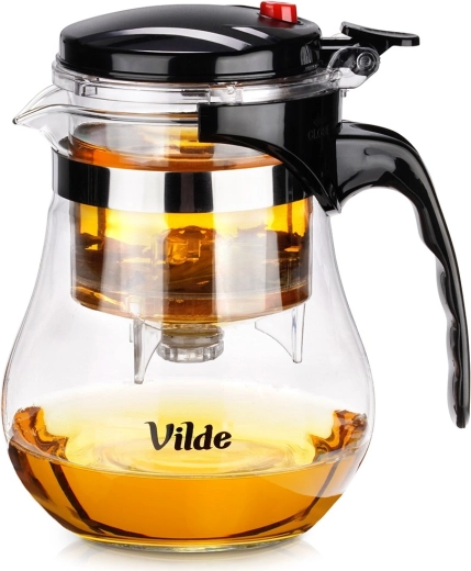 Cană din sticlă cu filtru de ceai cu declanșator 1,15 l