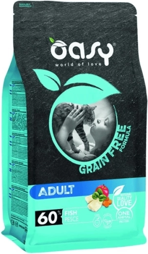 Oasy Grain Free Adult pește 7,5 kg – hrană fără cereale pentru pisici adulte