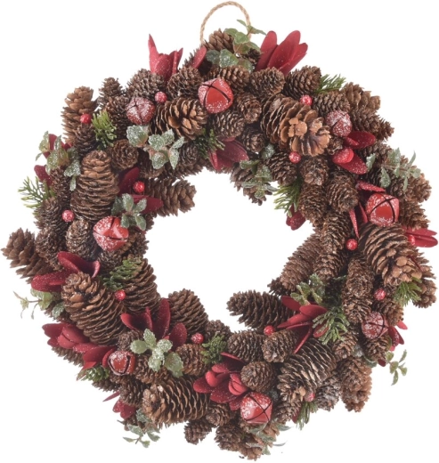 Coroniță decorativă din conuri Red 40 cm