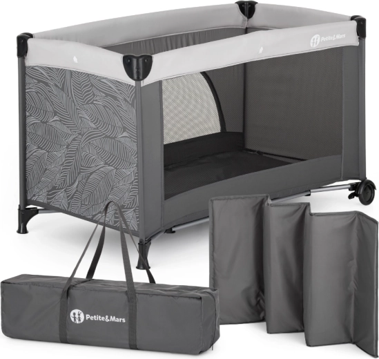 Pătuț de călătorie Petite&Mars Nyja urban jungle charcoal