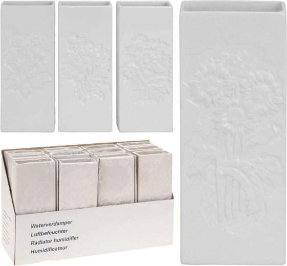 Evaporator ceramic pentru radiator cu relief floral, alb