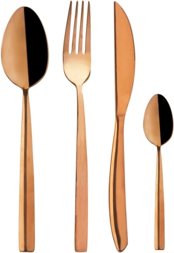Set de tacâmuri din oțel inoxidabil cu finisaj cuprat pentru 6 persoane, 24 piese