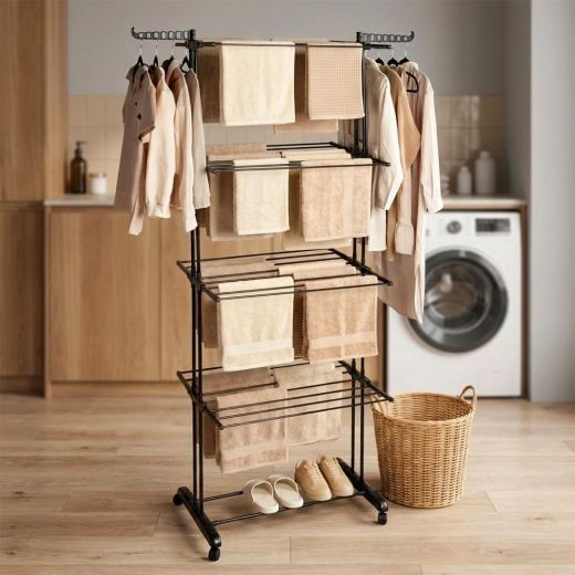 Brațe laterale pentru umerașe și raft inferior pentru încălțăminte