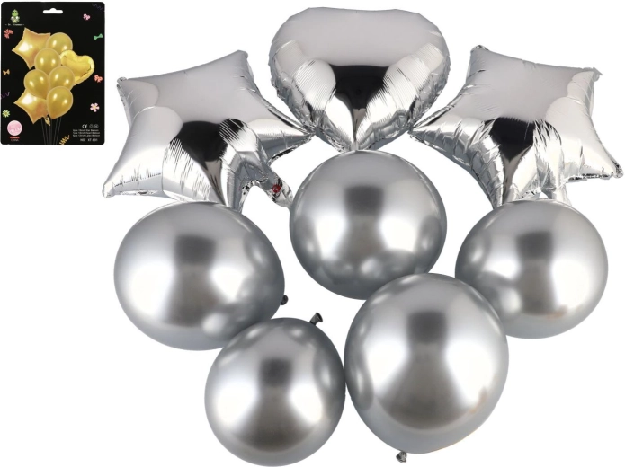 Set de baloane gonflabile cu inimă, stele și baloane rotunde – 8 bucăți, 2 culori