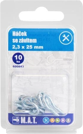 Cârlig cu filet 25 × 2,3 mm, zincat (10 buc.)