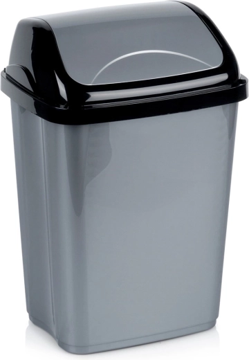 Coș de gunoi din plastic 10 l, gri, cu capac basculant