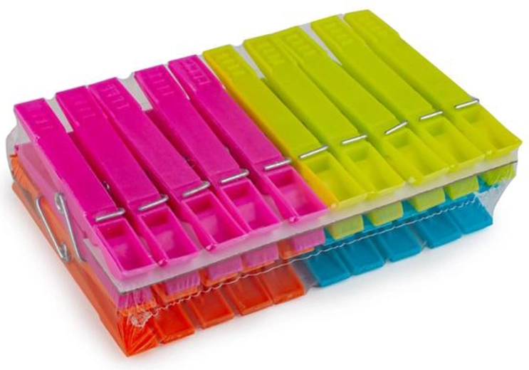 Cârlige de rufe din plastic 20 buc., 4 culori