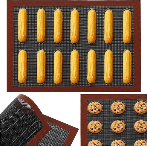 Tăviță de copt perforată din silicon 30 × 40 cm RUHHY, dublă față, reutilizabilă