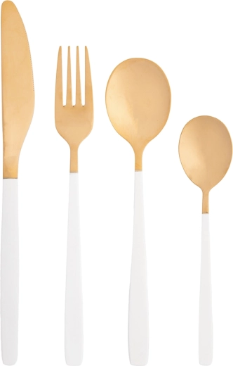 Noble gold white set de tacâmuri 24 buc. în cutie cadou din catifea