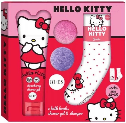 Set cadou Hello Kitty pentru baie și duș cu șampon și șosete