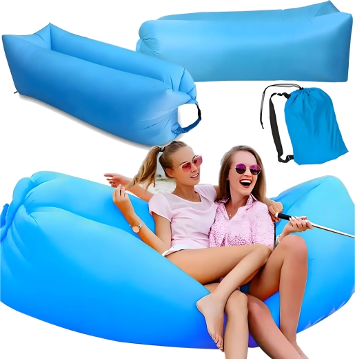 Canapea gonflabilă de plajă tip lazy bag 200 × 70 cm cu husă de transport