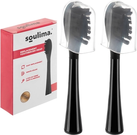 Capete de schimb pentru periuța sonică SOULIMA X800, negre, soft + medium, 2 buc
