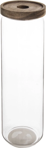 Borcan din sticlă borosilicată 1,5 l cu capac din lemn de acacia