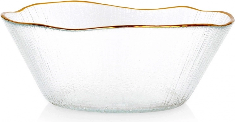 Bol din sticlă cu margine aurie 15 cm, 500 ml