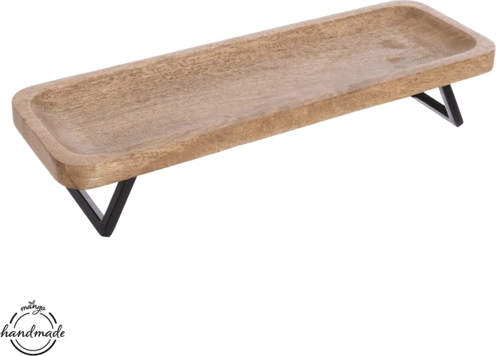 Tavă Mango din lemn și metal 46 × 16 cm