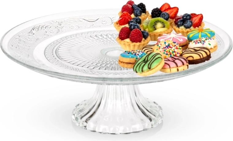 Platou pentru tort din sticlă pe picior 25 cm
