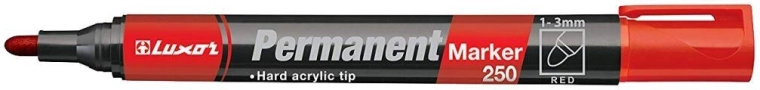 Marker permanent LUXOR 250, vârf rotund 2–3 mm, roșu