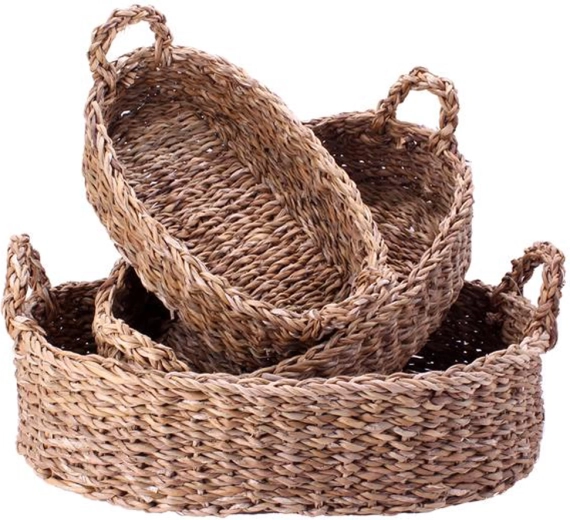 Coșuri cu mânere din iarbă de mare TORO, set 3 buc