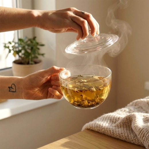 Menținerea temperaturii și a aromei datorită capacului din sticlă