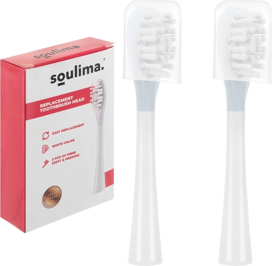 Capete de schimb pentru periuța sonică Soulima X800 albe (soft + medium) 2 buc