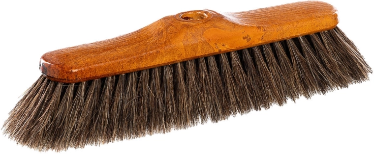 Mătură 28 cm din plastic cu imitație de lemn, cu păr de cal curat și filet grosier