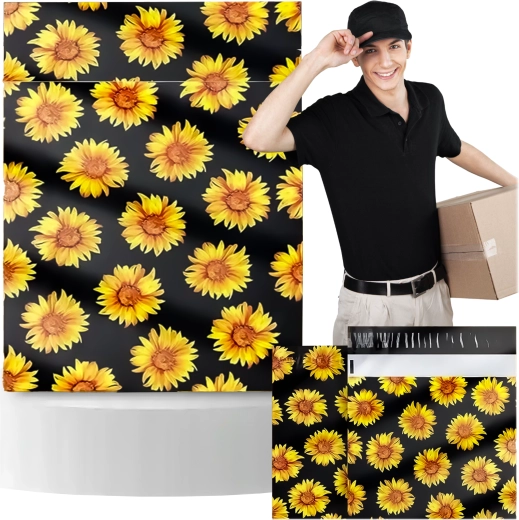 Plicuri poștale din folie cu flori de floarea-soarelui 255 × 370 mm, 50 buc.