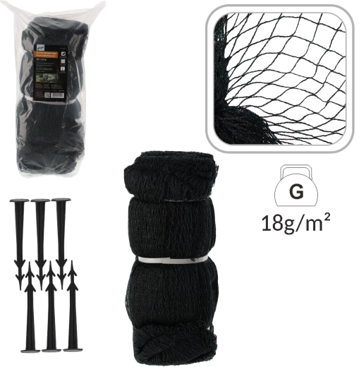 Plasă de protecție împotriva păsărilor 10 × 15 m cu 20 de țăruși din plastic