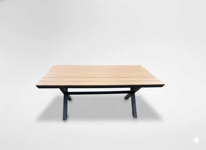 Masă de grădină din aluminiu cu blat din polywood, gri închis