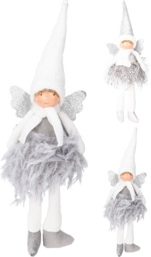 Decorațiune de Crăciun îngeraș 40 cm – alb și argintiu, mix de tipuri